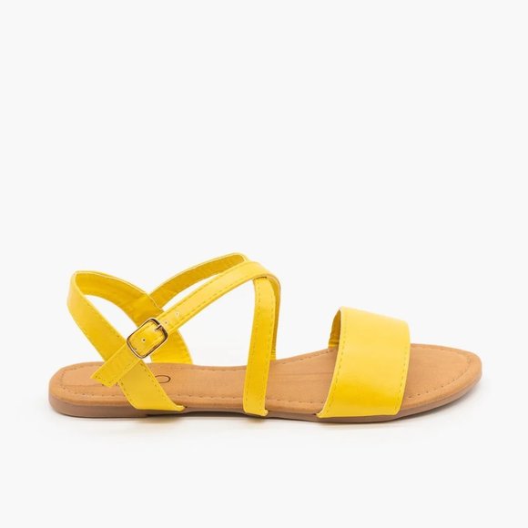 SoHo Women Comfy Criss Cross Slingback Sandals - Mustard - Size 5 - Picture 1 of 1
